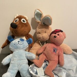 Plush Multi-Pack Kids Toy Set - Blue Bear, Brown Bear, Tan Bunny, Pink Bear